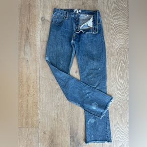 Beautiful Re/Done denim bootcut jeans split-hem slit Sz.26 small bleach cool